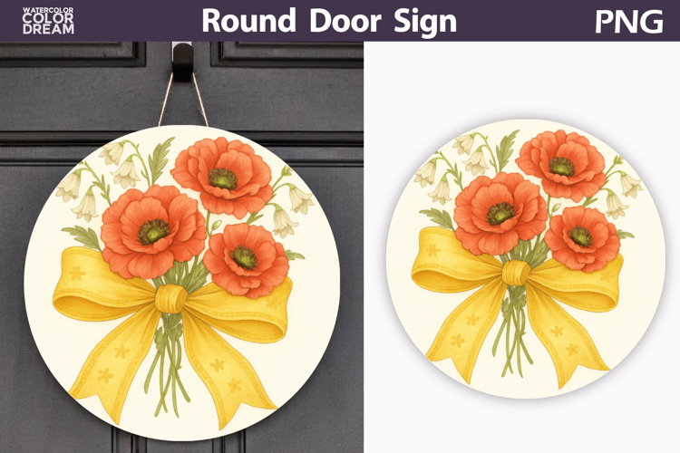 Poppies Round Sign | Wildflowers Sublimation