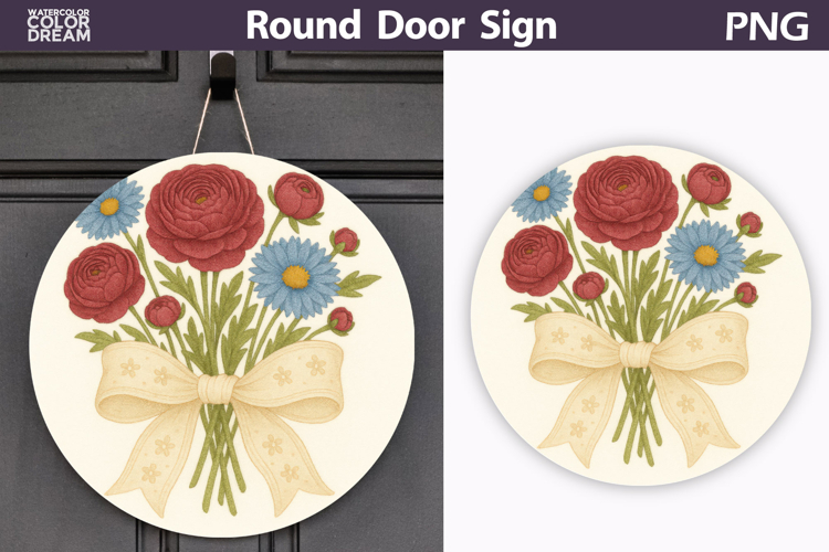 Peony Daisy Round Sign | Wildflowers Sublimation