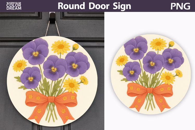 Pansies Round Sign | Wildflowers Sublimation