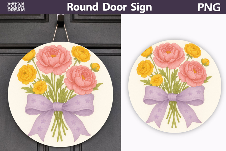Peonies Round Sign | Wildflowers Sublimation
