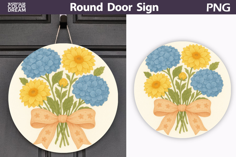 Hydrangea Round Sign | Wildflowers Sublimation