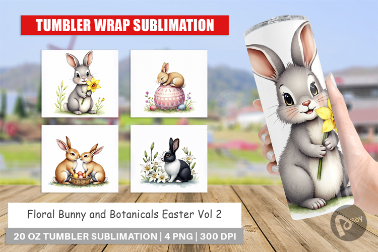 Floral Bunny Easter Tumbler