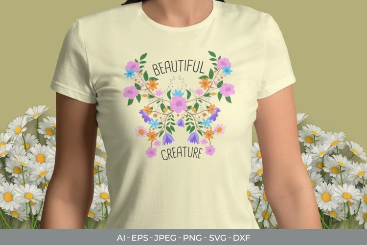 Floral Butterfly for T-Shirt Design SVG
