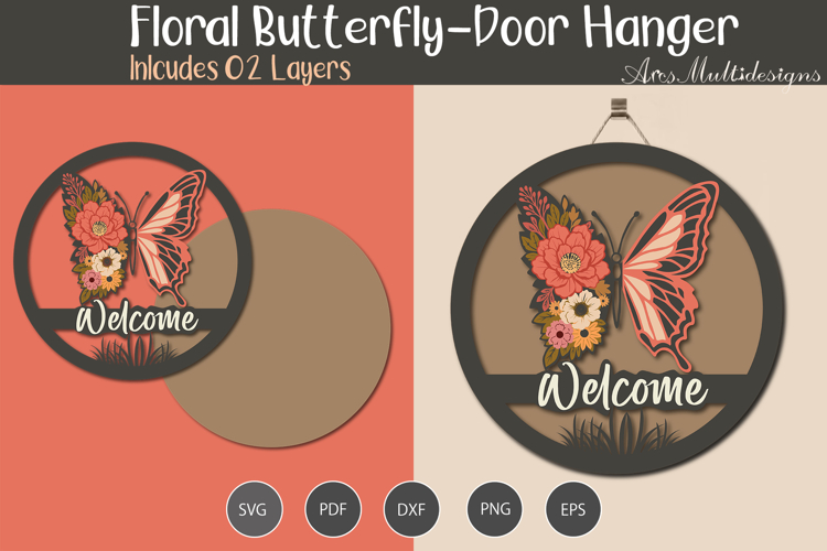 Floral butterfly Door Hanger