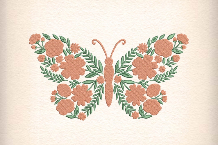 Floral Butterfly Embroidery Design