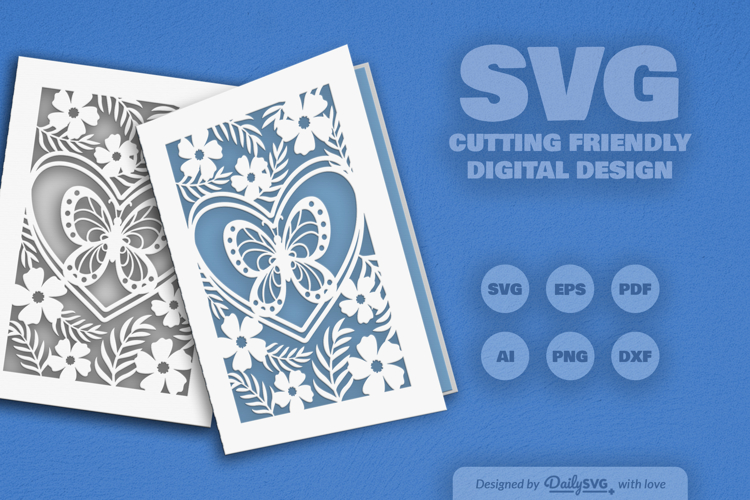 Floral Butterfly Greeting Card SVG
