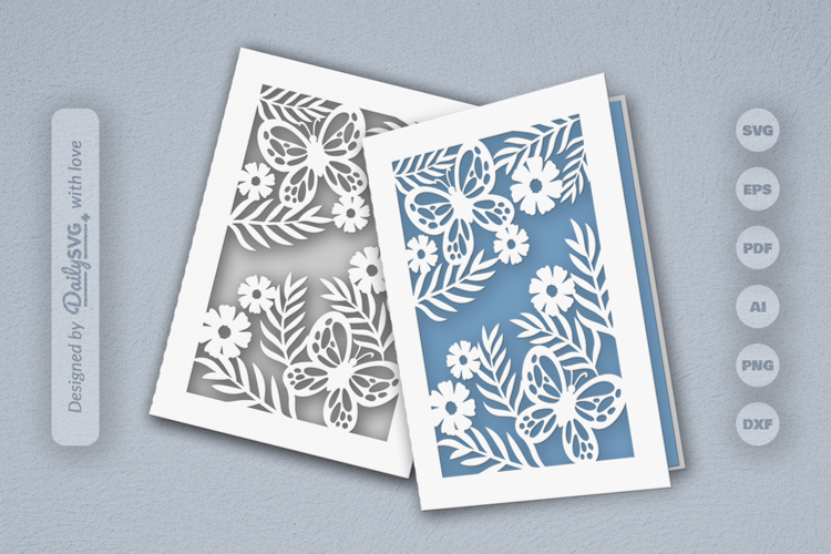 Floral Butterfly Greeting Card SVG