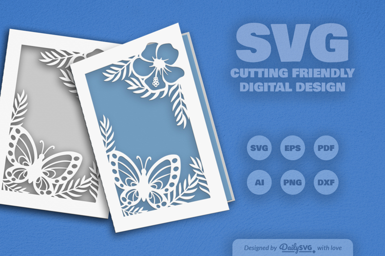 Floral Butterfly Greeting Card SVG
