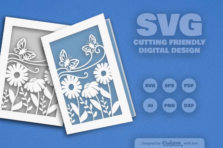 Floral Butterfly Greeting Card SVG