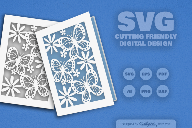 Floral Butterfly Greeting Card SVG