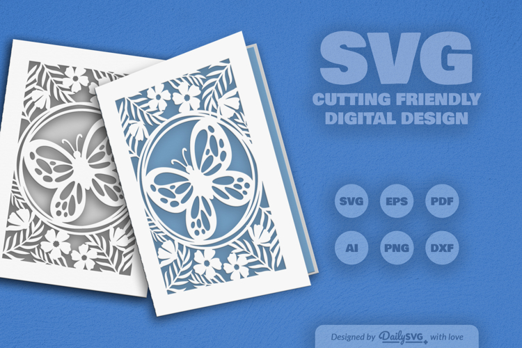 Floral Butterfly Greeting Card SVG