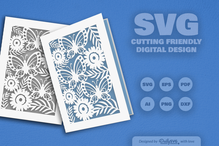 Floral Butterfly Greeting Card SVG