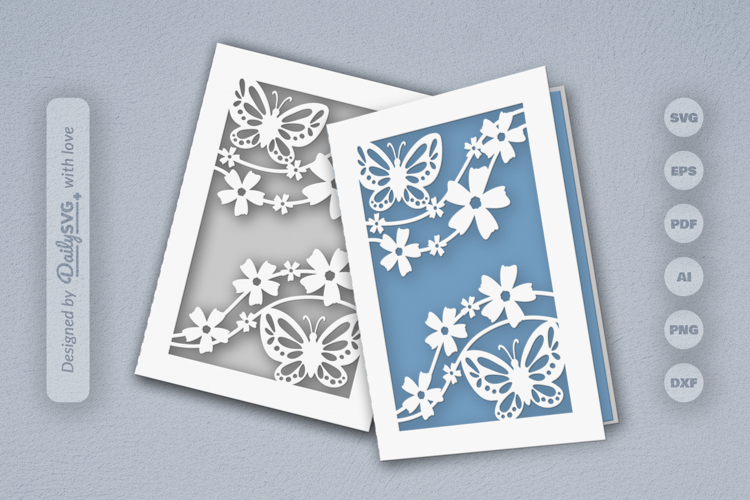 Floral Butterfly Greeting Card SVG
