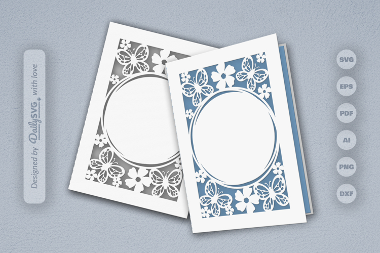 Floral Butterfly Greeting Card SVG