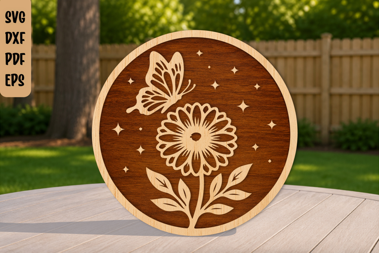 Floral Butterfly Laser Cut SVG Design