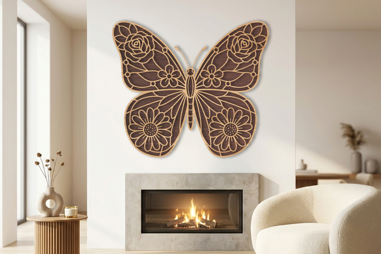 Floral Butterfly Laser Cut SVG