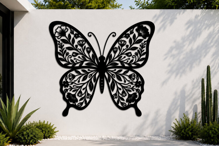 Floral Butterfly Laser Cut SVG example image 1