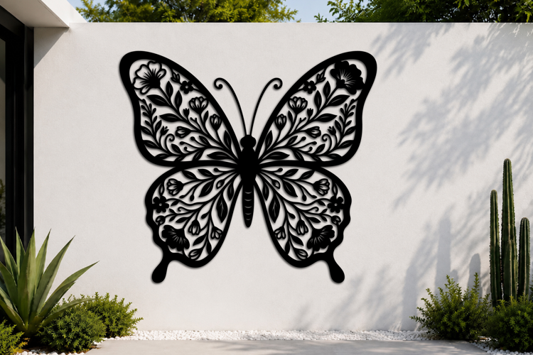 Floral Butterfly Laser Cut SVG