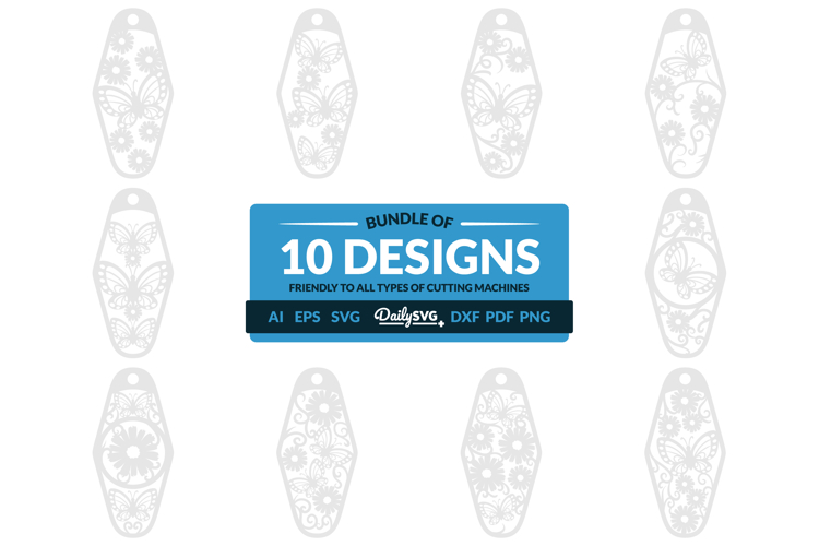 Floral Butterfly Motel Keychain SVG
