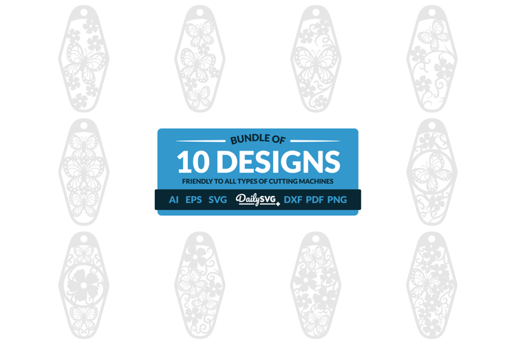 Floral Butterfly Motel Keychain SVG