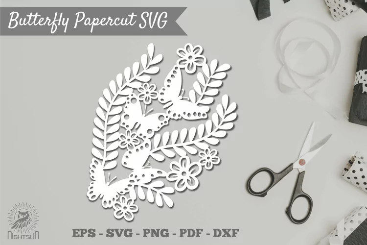 Floral Butterfly Papercut Cricut SVG