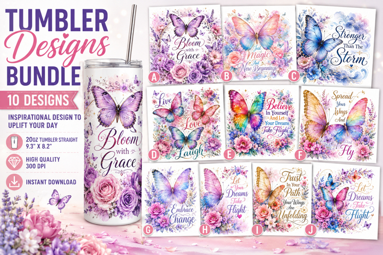 Floral Butterfly Png Floral Tumbler Motivational Quotes
