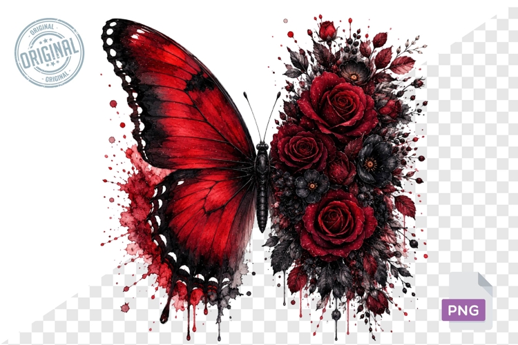 Floral Butterfly Png , Flying Butterflies Illustrations 13
