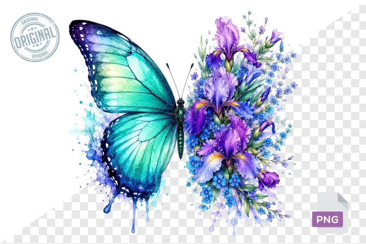 Floral Butterfly Png , Flying Butterflies Illustrations 17