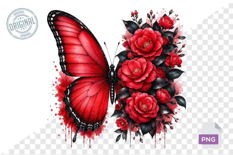 Floral Butterfly Png , Flying Butterflies Illustrations 3
