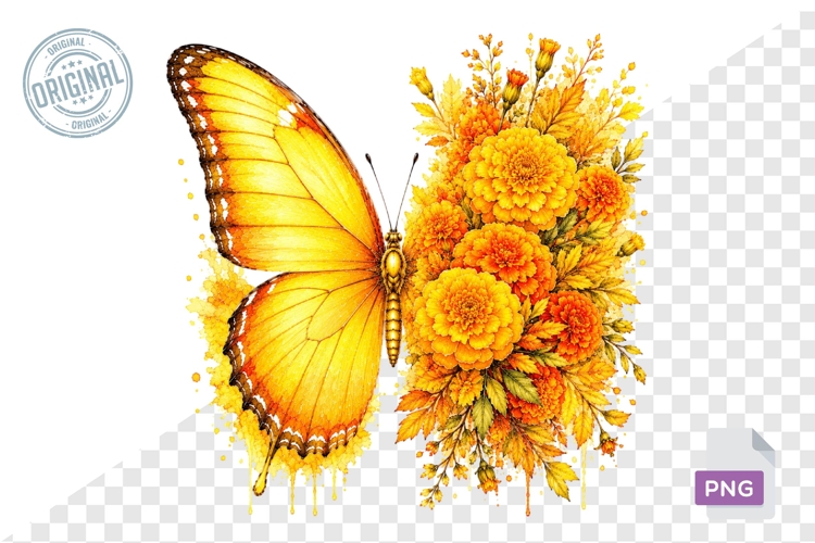 Floral Butterfly Png , Flying Butterflies Illustrations 4