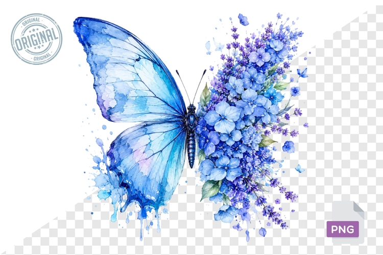 Floral Butterfly Png , Flying Butterflies Illustrations 18