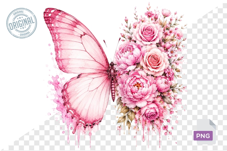 Floral Butterfly Png , Flying Butterflies Illustrations 15