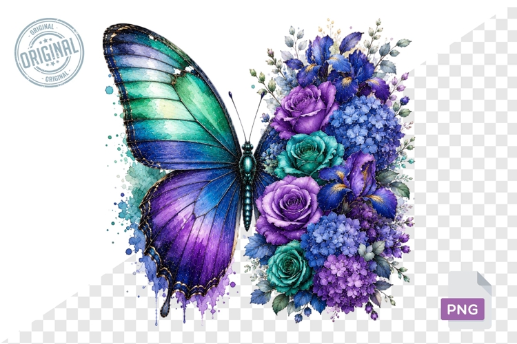 Floral Butterfly Png , Flying Butterflies Illustrations 21