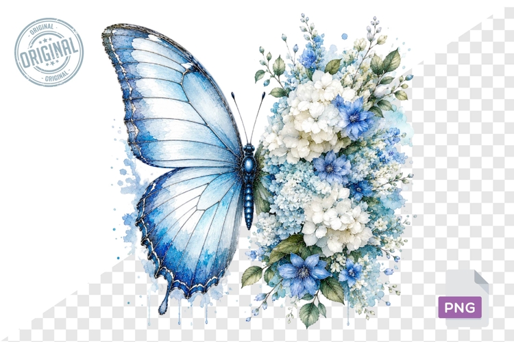Floral Butterfly Png , Flying Butterflies Illustrations 2
