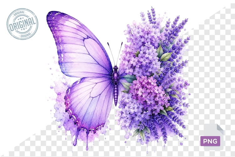 Floral Butterfly Png , Flying Butterflies Illustrations 12