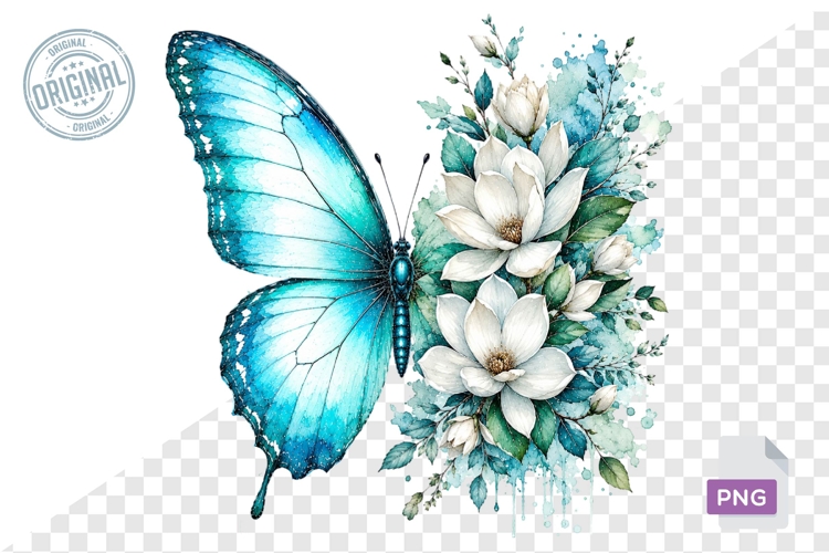 Floral Butterfly Png , Flying Butterflies Illustrations 5