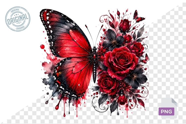 Floral Butterfly Png , Flying Butterflies Illustrations 14