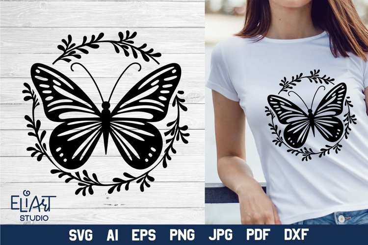 Butterfly SVG Design | Summer SVG Design with Leaves