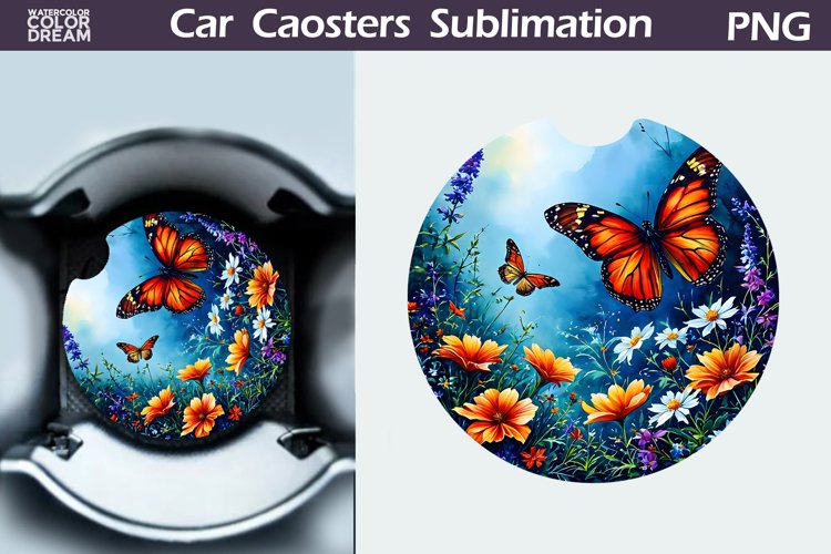 Flowers Butterfly Car Coaster | Floral Butterfly Car Coaster