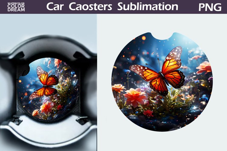 Flowers Butterfly Car Coaster | Floral Butterfly Car Coaster