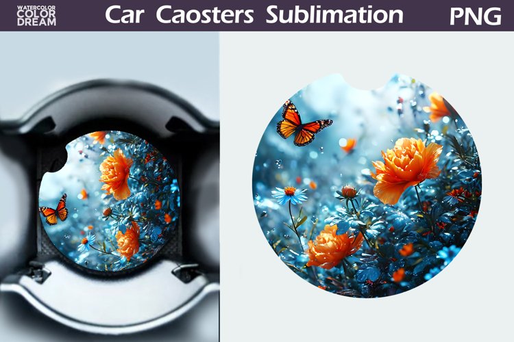 Flowers Butterfly Car Coaster | Floral Butterfly Car Coaster