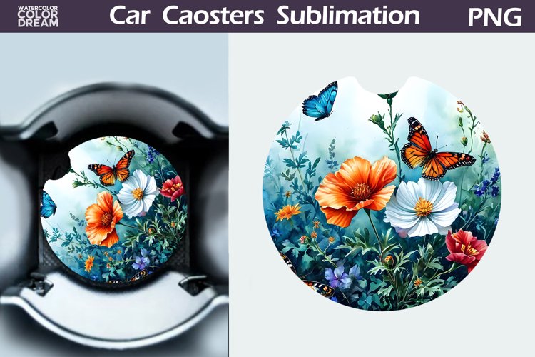 Flowers Butterfly Car Coaster | Floral Butterfly Car Coaster