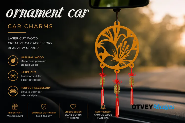 Floral Car Charms laser Cut