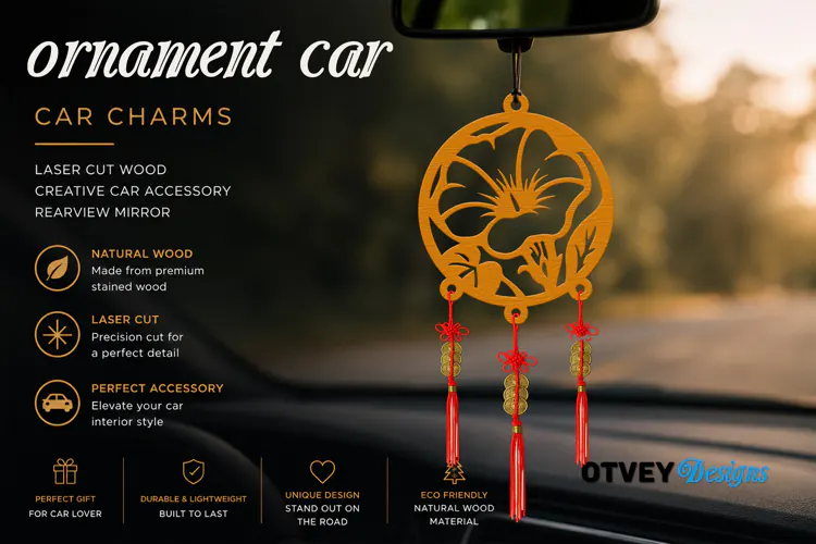 Floral Car Charms laser Cut