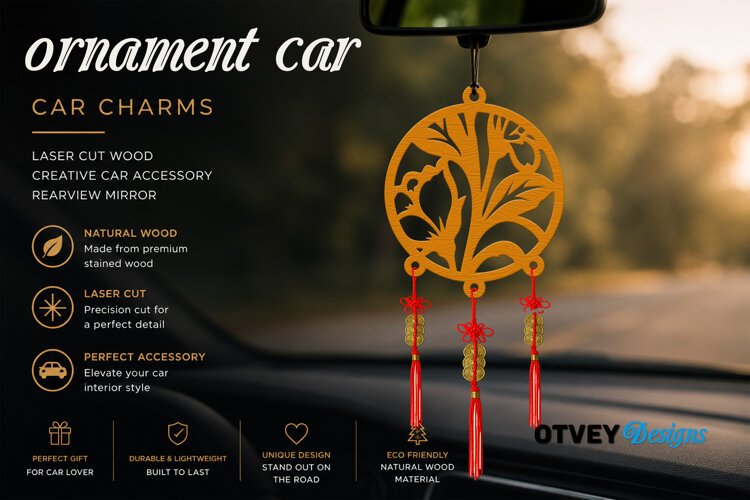 Floral Car Charms laser Cut example image 1