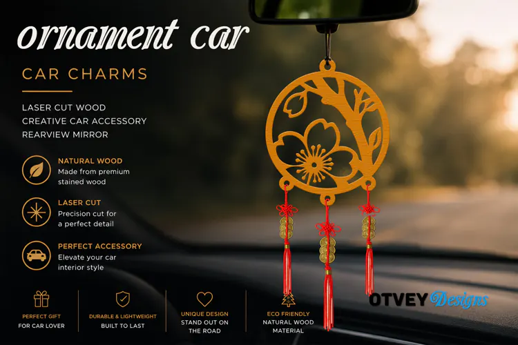 Floral Car Charms laser Cut