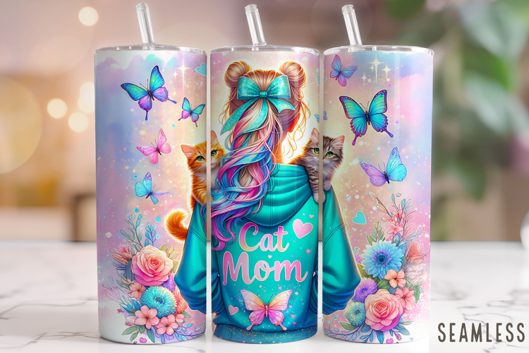 Cat Mom Tumbler Wrap, Cat Lover Tumbler Wrap, Kitten Tumbler