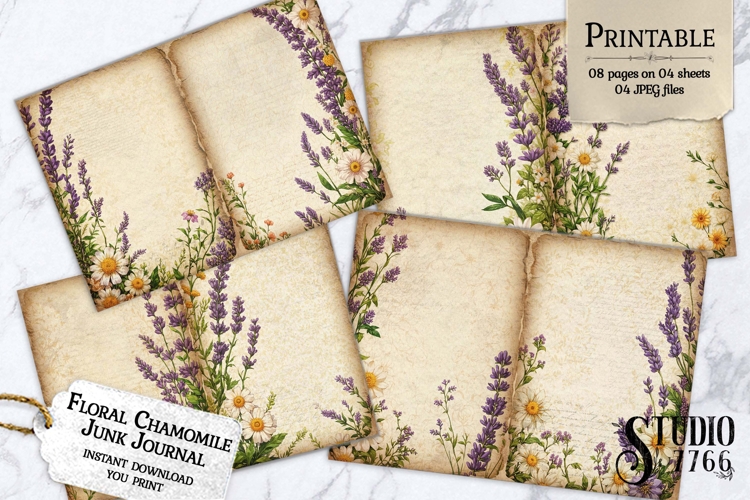 Floral Chamomile Junk Journal Pages