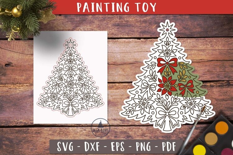 Floral Christmas Coloring Ornament SVG Painting Toy