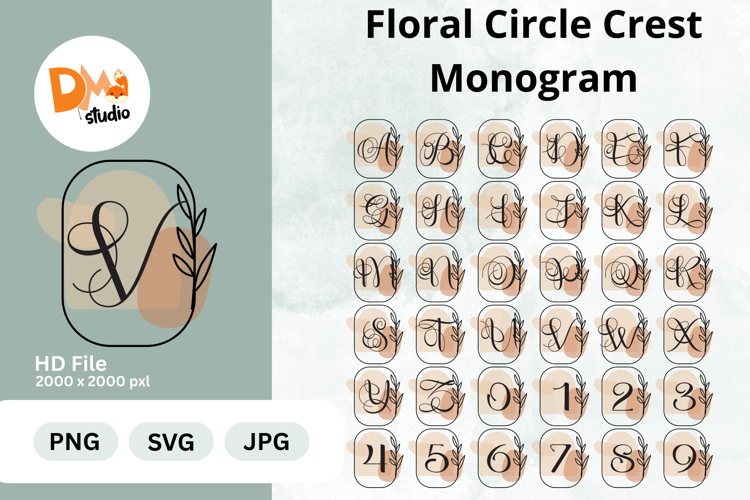 Floral Circle Crest Monogram